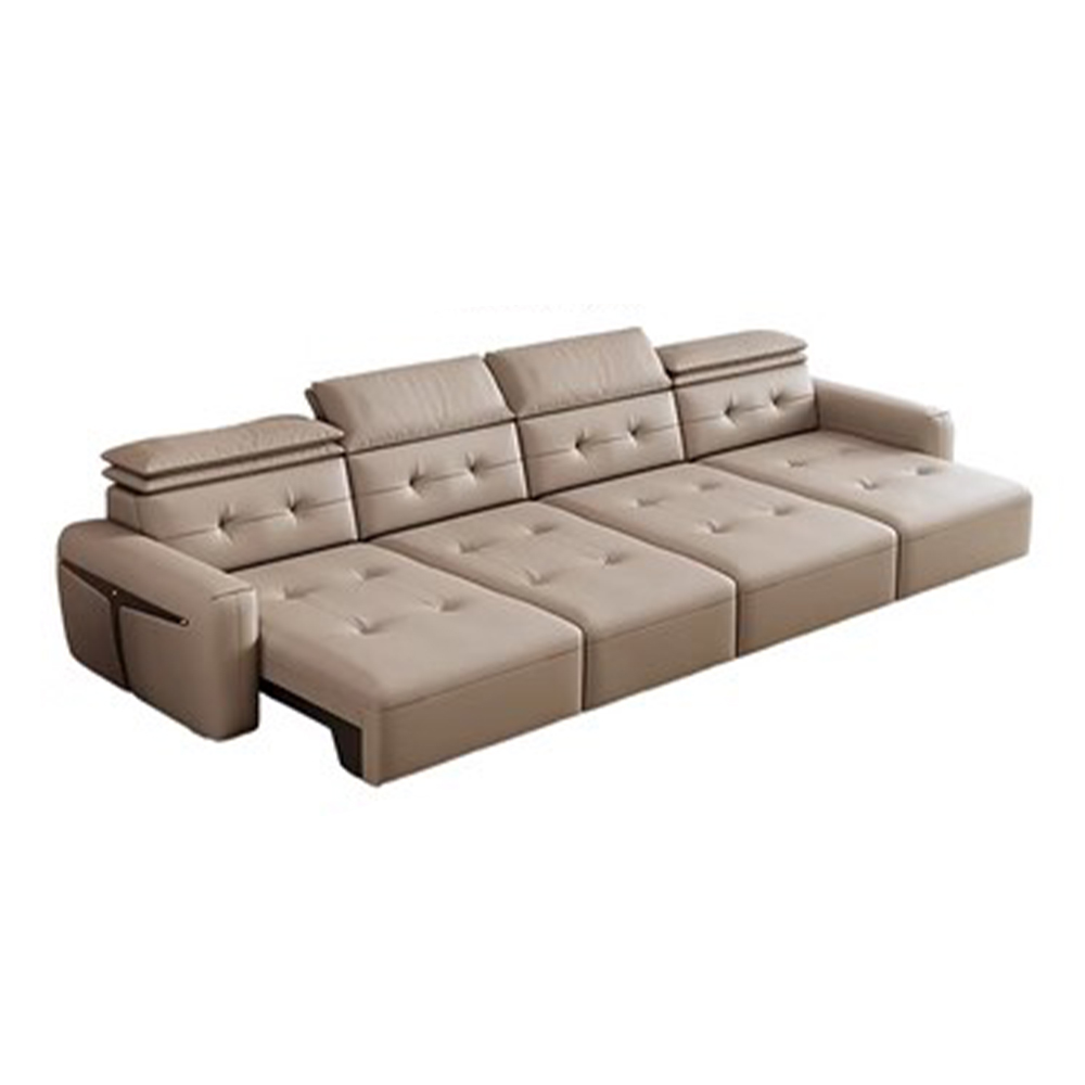 Home Cinema Room - Canapé-lit électrique convertible en cuir véritable
