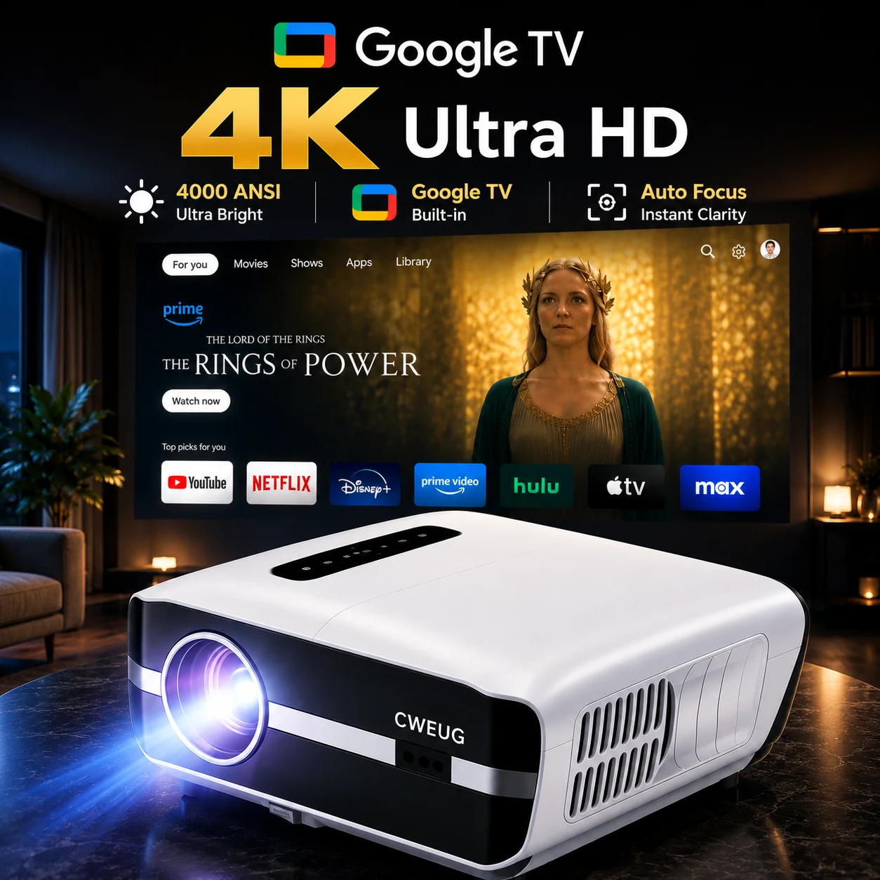 Home Cinema Complet - Projecteur NewA9S 4k avec mise au