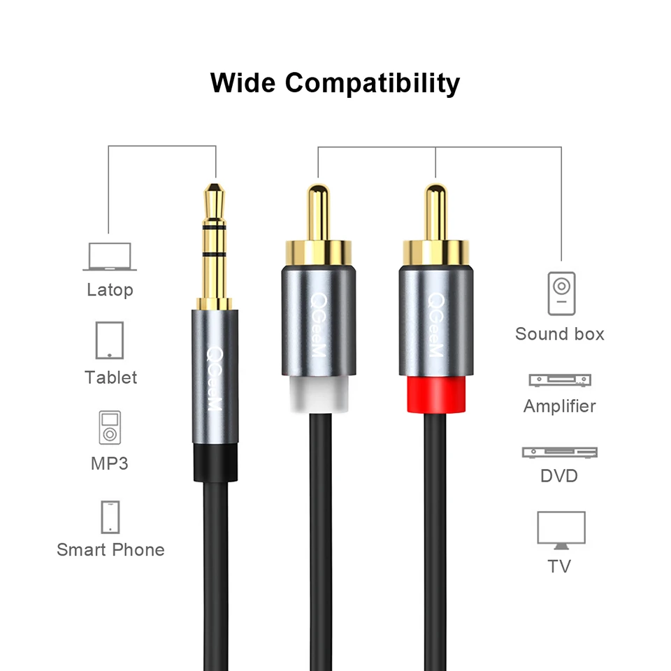 Câble RCA QGeeM 2RCA vers 3.5m - Home Cinema Hall avis et prix
