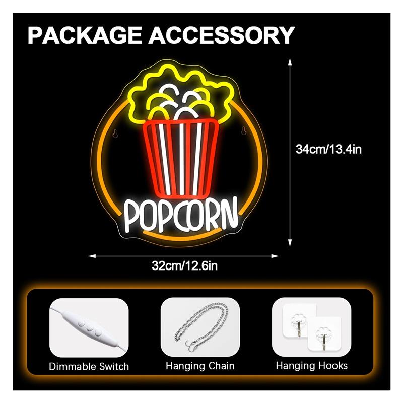 Lampe néon Popcorn à intensité - Home Cinema Today avis et prix