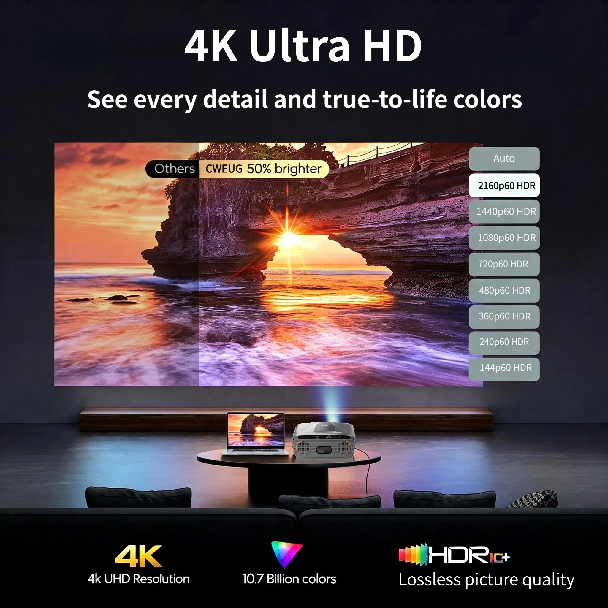 Nouveau projecteur 4K E9 UHD i - Home Cinema Karaoke Projector avis et prix